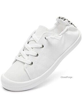 Women's Canvas Slip On Sneakers Memory Foam Arch Support Walking Tennis Shoes